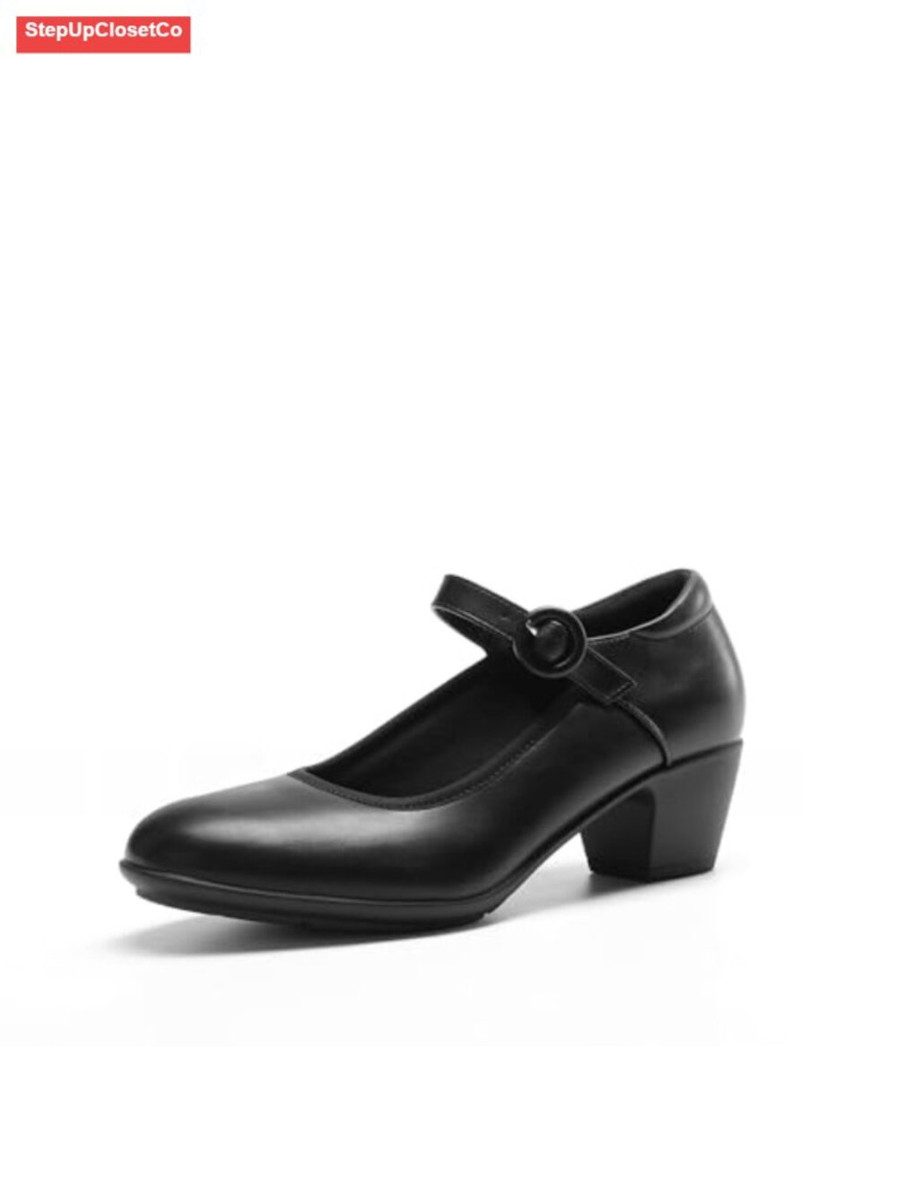 Mary Jane Low Chunky Dress Pumps, Slip-Resistant TPR Sole, Arch Support
